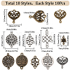 SUNNYCLUE 100Pcs 10 Styles Tibetan Style Alloy Connector Charms FIND-SC0007-87-2