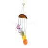 Wood & Natural Dye Agate Wind Chime Pendants HJEW-H054-03-2