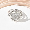 Brass Micro Pave Cubic Zirconia Cuff Open Rings for Women CU-CBA760A-13A-P-3