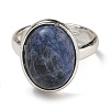 Natural Sodalite Oval Adjustable Rings RJEW-K371-07S-10-3