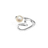 Heart 925 Sterling Silver with Natural Freshwater Pearl Cuff Rings for Women FS-WG385D2-01-5