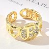 Brass Micro Pave Clear Cubic Zirconia Open Cuff Rings for Women RJEW-K289-02G-E-2