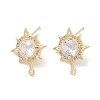 Brass Micro Pave Cubic Zirconia Stud Earring Findings KK-E107-09G-1