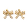 Bowknot Brass Micro Pave Clear Cubic Zirconia Pendants KK-G406-20G-1