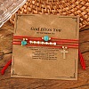 Synthetic Turquoise & Brass Cross Charm Bracelets TP2540-2-2