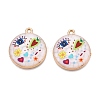 Printed Rack Plating Alloy Enamel Pendants ENAM-T020-02C-1