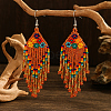 Bohemian Style Handmade Earrings with Glass Beads and Tassels QT0672-7-1