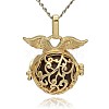 Golden Tone Brass Hollow Round Cage Pendants KK-J230-06G-3