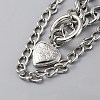 Alloy Heart Pendant Double Layer Necklace for Women NJEW-WH0022-09C-1