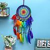 Polyester Thread Woven Net/Web with Feather Pendant Decoration HJEW-PW0001-037-1