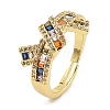 Adjustable Rack Plating Brass Micro Pave Cubic Zirconia Rings for Women RJEW-S392-03G-1