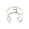 Clear Cubic Zirconia Initial Letter Open Cuff Ring RJEW-A012-01P-F-3