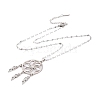 Non-Tarnish Woven Net/Web with Feather 304 Stainless Steel Boho Pendant Necklaces for Women NJEW-G087-03P-3