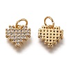 Brass Micro Pave Clear Cubic Zirconia Charms ZIRC-B002-61G-2