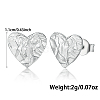 Anti-Tarnish Rhodium Plated 925 Sterling Silver Heart Stud Earrings CC6706-1-2