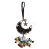 Wire Wrapped Brass Moon & Natural Obsidian Pendant Decoration HJEW-C006-02B-1