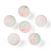 Frosted Baking Paint Crackle Glass Beads with Glitter Powder X1-DGLA-T004-01F-1