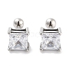 Square 316 Surgical Stainless Steel Pave Cubic Zirconia Cartilage Earrings for Women Men EJEW-Z050-34C-01P-1