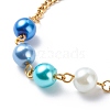 Glass Pearls Link Bracelet with 304 Stainless Steel Curb Chains for Women BJEW-JB08708-5
