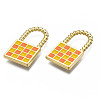 Rack Plating Alloy Checkerboard Pendants PALLOY-S132-255D-RS-2