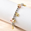 Brass Enamel Round Beads Charm Bracelets for Women BJEW-D317-11E-PG-3