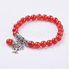 Natural Carnelian(Dyed & Heated) Stretch Bracelets BJEW-F262-A04-1