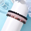 3Pcs 3 Style Natural Mixed Stone Round Beaded Stretch Bracelets BJEW-JB10178-01-3