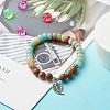 Reiki Natural Amazonite & Wenge Wood Beads Stretch Bracelet BJEW-JB06896-01-2