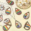 40Pcs 5 Styles Rainbow Printed Aspen Wood Big Pendants WOOD-CJ0001-69-6