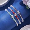 3Pcs Electroplate Glass Beads Stretch Bracelet set for Women BJEW-JB11397-2