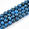 Synthetic Gold Line Turquoise Beads Strands G-A255-A03-02A-4