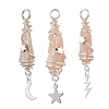 3Pcs 3 Styles Electroplated Natural Quartz Crystal Nuggets Copper Wire Wrapped Pendants PALLOY-JF03128-09-1