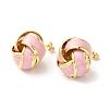 Real 18K Gold Plated Brass Enamel Stud Earrings for Women EJEW-M251-09G-04-1