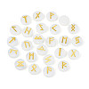 Brass Elder Futhark Alphabet Engraved Symbol Flat Round Opalite Rune Stones G-I373-01O-2
