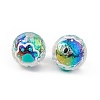 UV Plating Rainbow Iridescent Acrylic Enamel Beads OACR-I003-12D-3