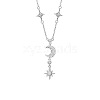 Star & Moon 925 Sterling Silver Micro Pave Clear Cubic Zirconia Pendant Necklaces WG720FB-01-4