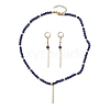 Natural Lapis Lazuli Beads Necklaces & Leverback Earrings Sets SJEW-JS01302-1