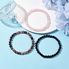 3Pcs 3 Style Natural Mixed Stone Round Beaded Stretch Bracelets BJEW-JB10178-01-2