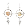 Natural Yellow Hematoid Quartz & Alloy Pendant Dangle Earrings EJEW-TA00818-02-3