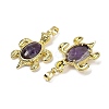 Natural Amethyst & Brass Pendants KK-F887-01G-13-2