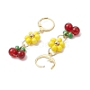 Natural Carnelian Beads & Glass Seed Dangle Hoop Earrings EJEW-MZ00309-04-4