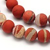 Frosted Round Natural White Lace Red Jasper Beads Strands G-N0166-57-6mm-2