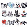 12Pcs 12 Style Skull & Rose & Heart & Mushroom & Butterfly Enamel Pin JEWB-SZ0001-80-1