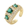 Brass Micro Pave Cubic Zirconia Cuff Open Rings for Women RJEW-L343-13G-04-4