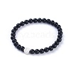 Feng Shui Natural Black Agate(Dyed & Heated) Beaded Stretch Bracelets BJEW-JB05021-03-1