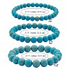 3Pcs 3 Size Synthetic Imperial Jasper Round Beaded Stretch Bracelets Set BJEW-SW00064-31-7