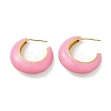 Rack Plating Brass Round Stud Earrings with Enamel EJEW-D059-12G-02-1