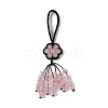 Flower Natural Rose Quartz Braided Thread Pendant Decorations HJEW-K046-04D-2