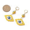 Glass Seed Bead Evil Eye Hoop Earrings EJEW-MZ00272-03-3