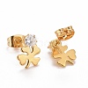 Clover 304 Stainless SteelStud Earrings EJEW-C019-08G-2